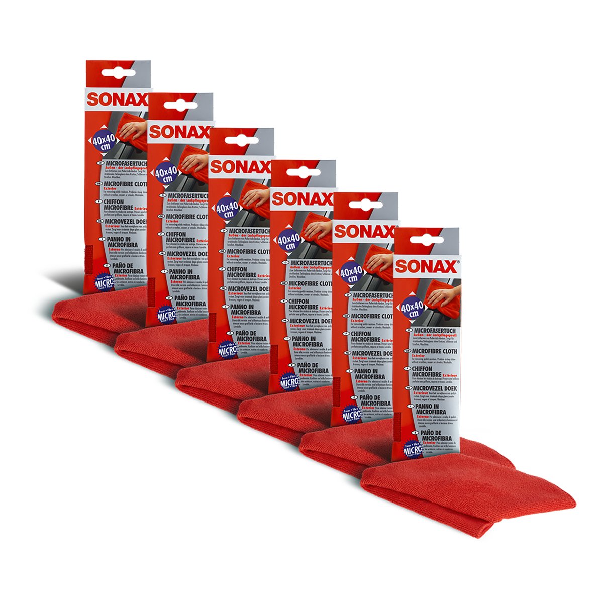 SONAX 6 paños de microfibra 04162000 para exterior – el cuidado profesional sin pelusas, 1 unidad