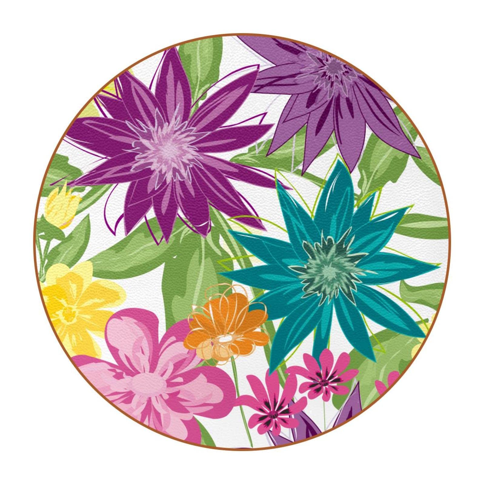 Sous-verres ronds fleurs feuilles florales | Tapis de tasse de table salon et cuisine