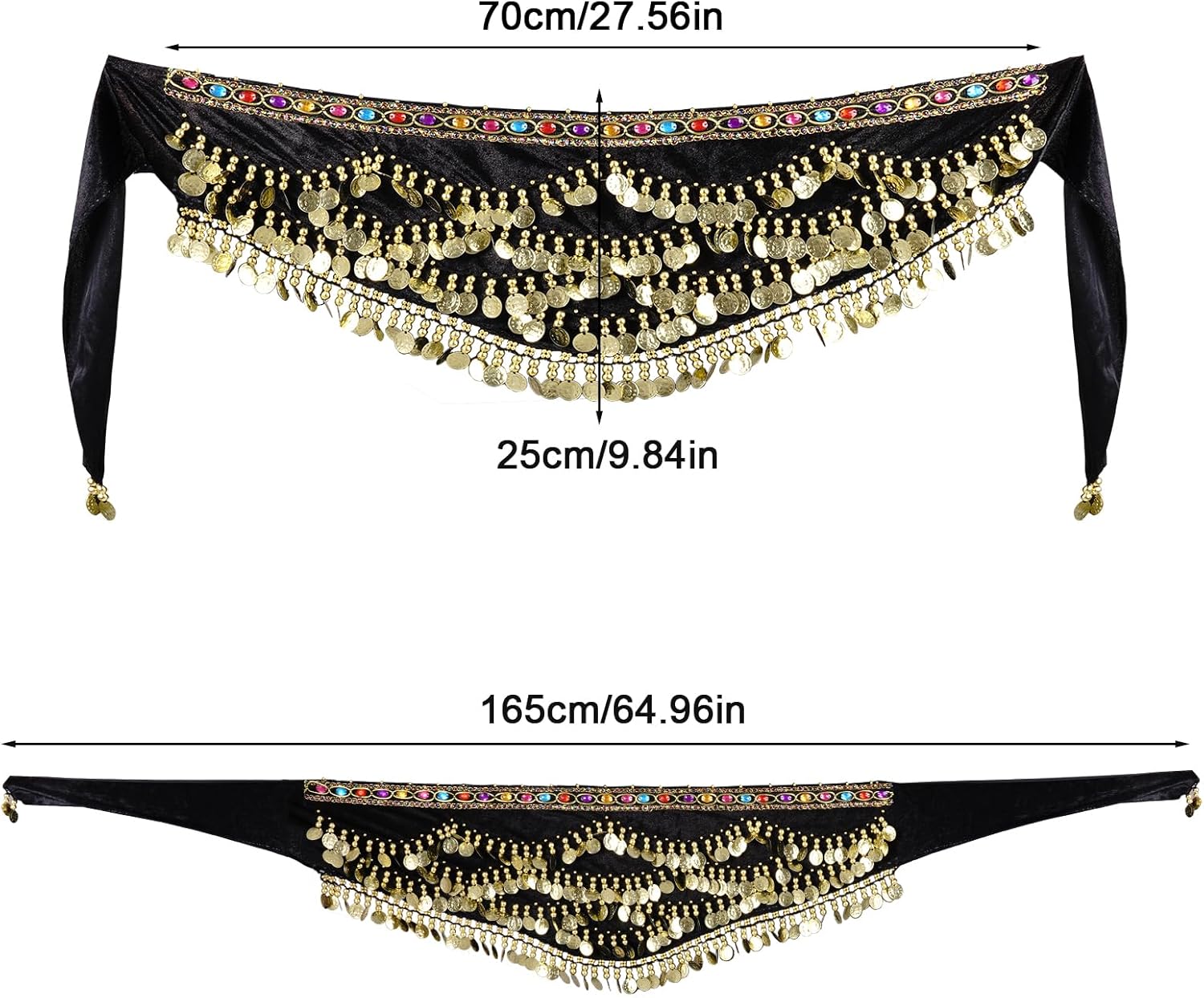 Women's Belly Dance Hip Scarf with Gold Coins Triangular Belly Dancing Wrap Belt for Performance Dance Festival - Image 4