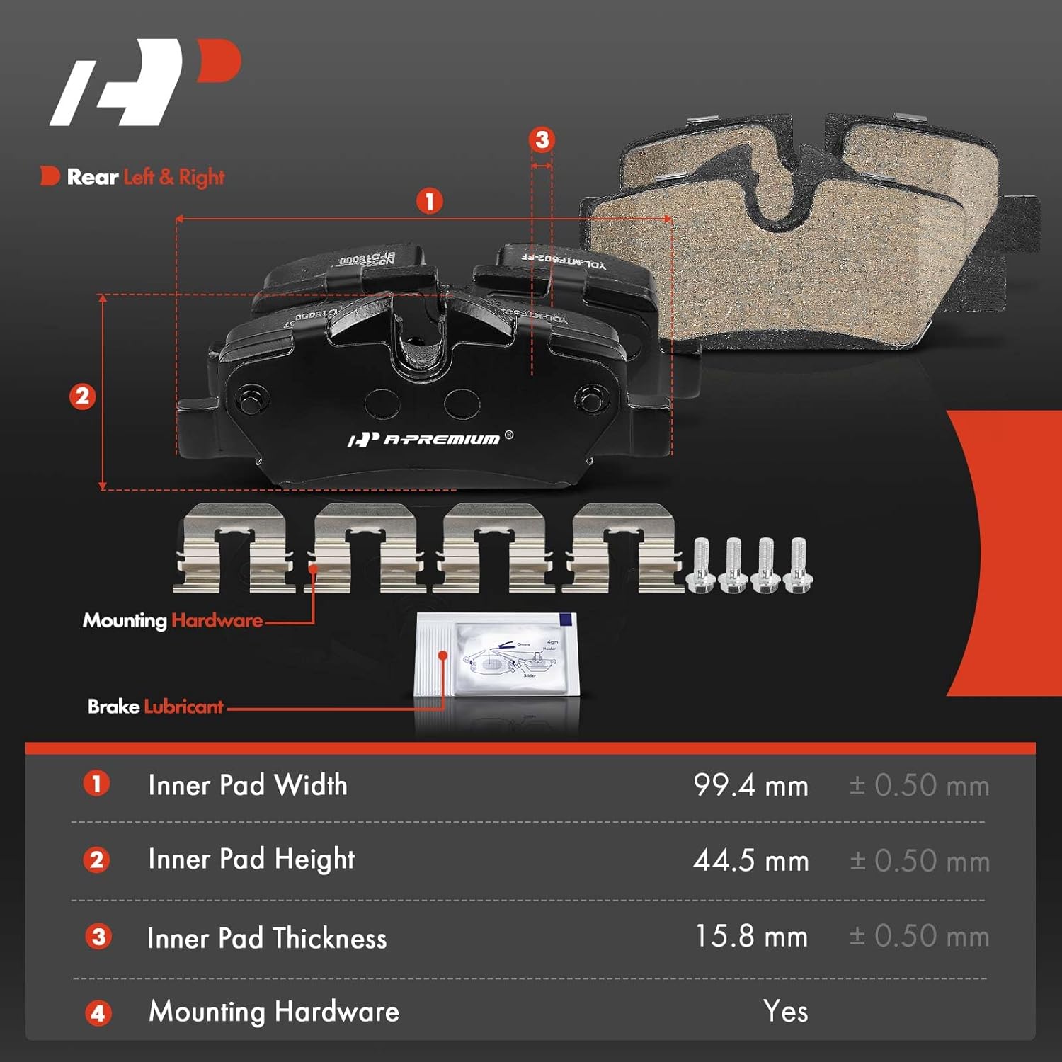 A-Premium Rear Ceramic Brake Pads Set Compatible with Mini Cooper 2015-2022, 1.5L 2.0L, 4-Pack