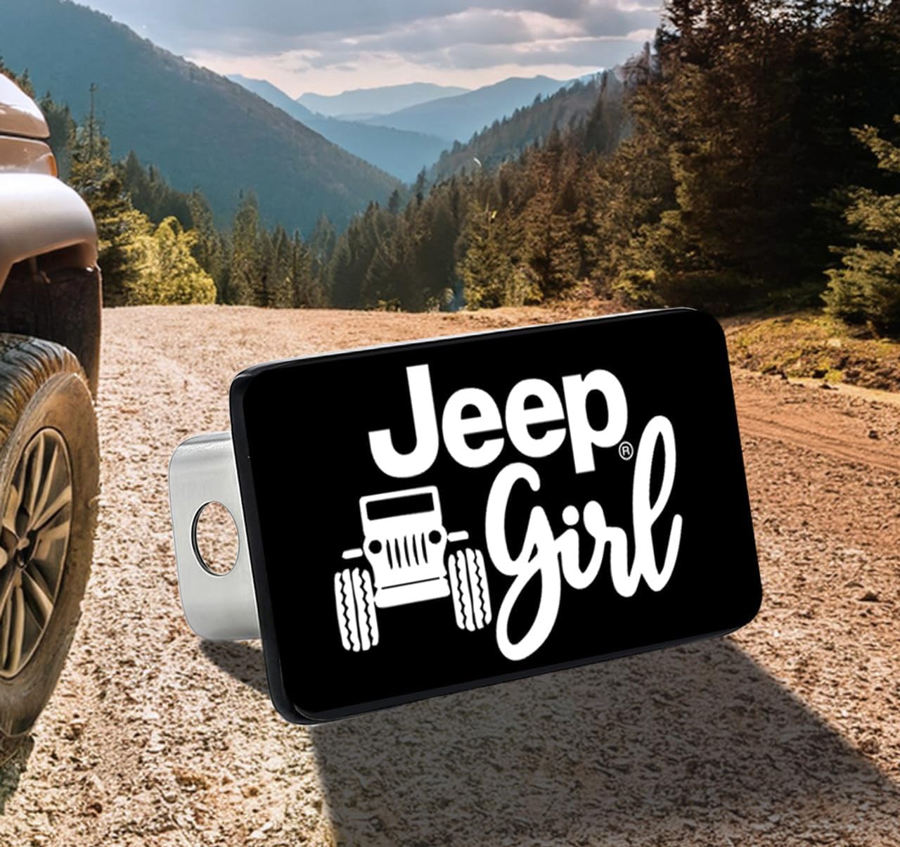 JEEP Girl Trailer Tow Hitch Cover Plug UV Printed Graphics (2" Inch)