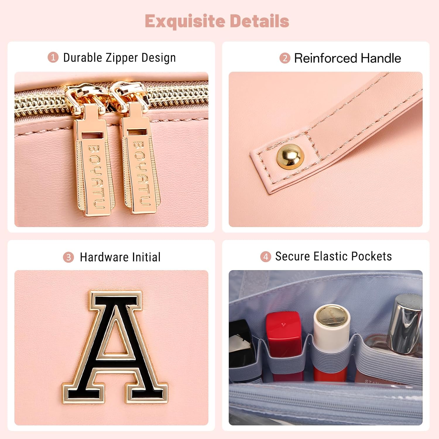 BOYATU Makeup Bag Gift for Women: 3-in-1 Travel Personalized Cosmetic Bag