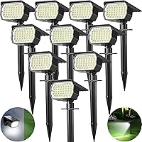 Tadyreal 10-Pack 46 LED Solar Spotlights Outdoor - Waterproof IP65, 3 Modes, 2-in-1 Auto On/Off for Yard Garden Pathway (Cool White)