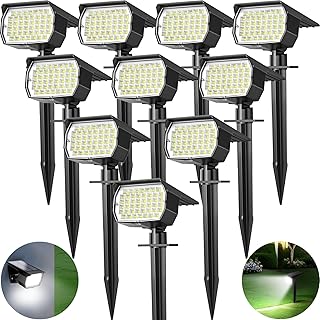 Solar Spot Lights Outdoor 10 Pack, [46 LED/3 Modes] Solar Landscape Spotlights Waterproof, 2-in-1