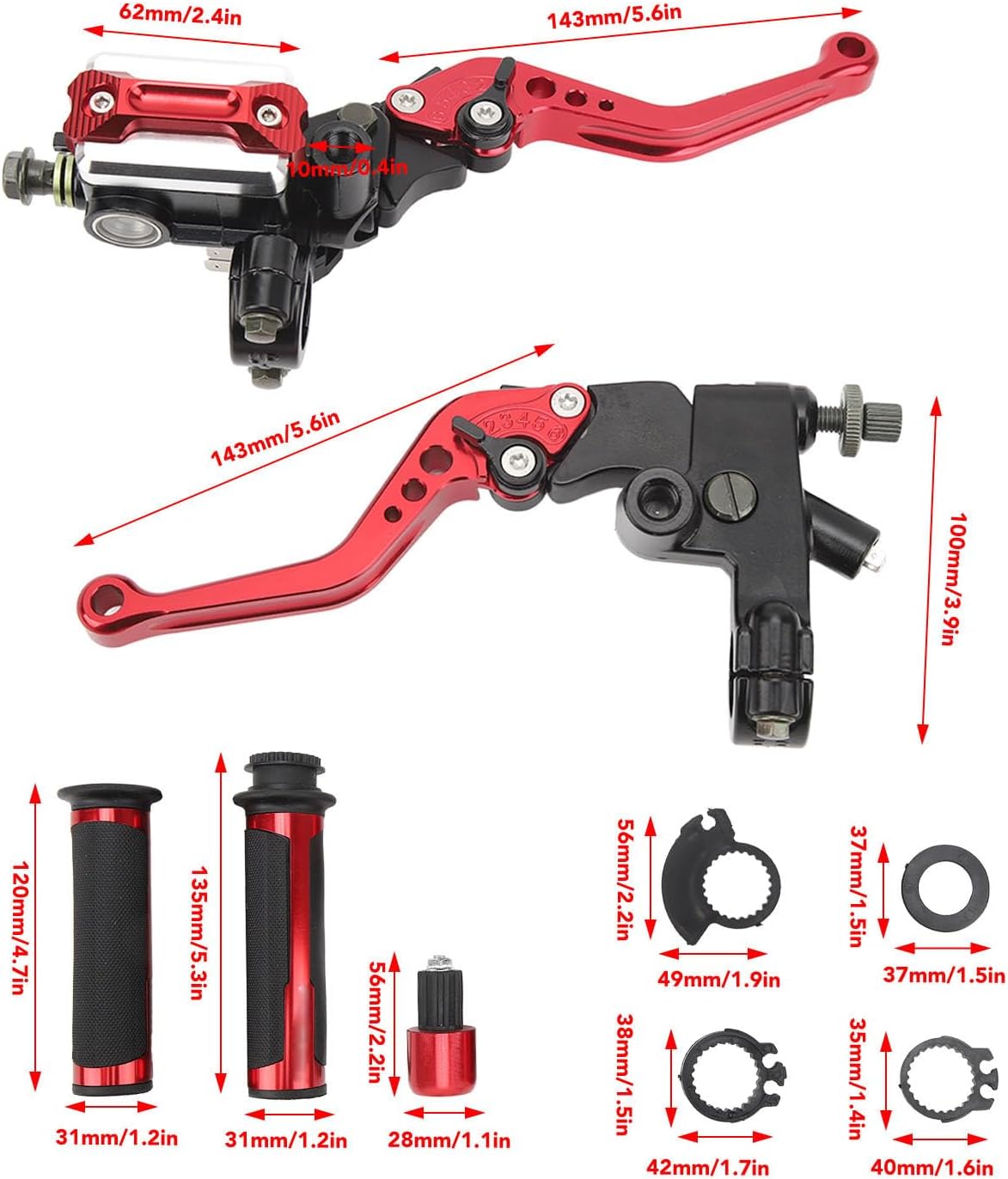 aqxreight Motorcycle Brake Master Cylinder Lever 22mm Handlebar Compatible with Scooters Sports Bikes Street Bikes