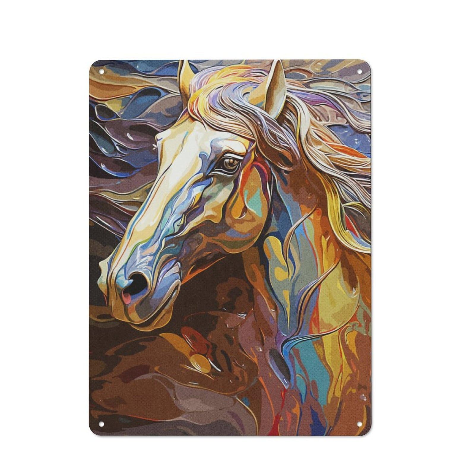 Junmoney Horse Vintage 3D Industrial-Style Tin Sign 40X30cm For Garage Or Workshop, For Garage, Workshop And Man Cave Decoration