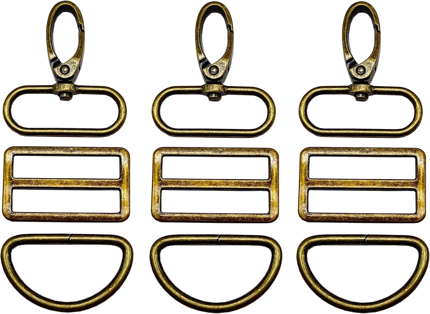1-1/2 inch Swivel Snap Hooks with D Rings Tri-Glide Silde Buckle for Dog Collars Purse Bag Handbag Pet Leashes 1 inch
