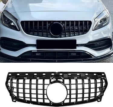 Front Grill Grille for W117 2016-2019 Mercedes Benz S-Class W117 R117 CLA CLA250 GT Style Glossy Black Front Bumper Grill Direct Fit Replacement ABS Plastic No Modification Required