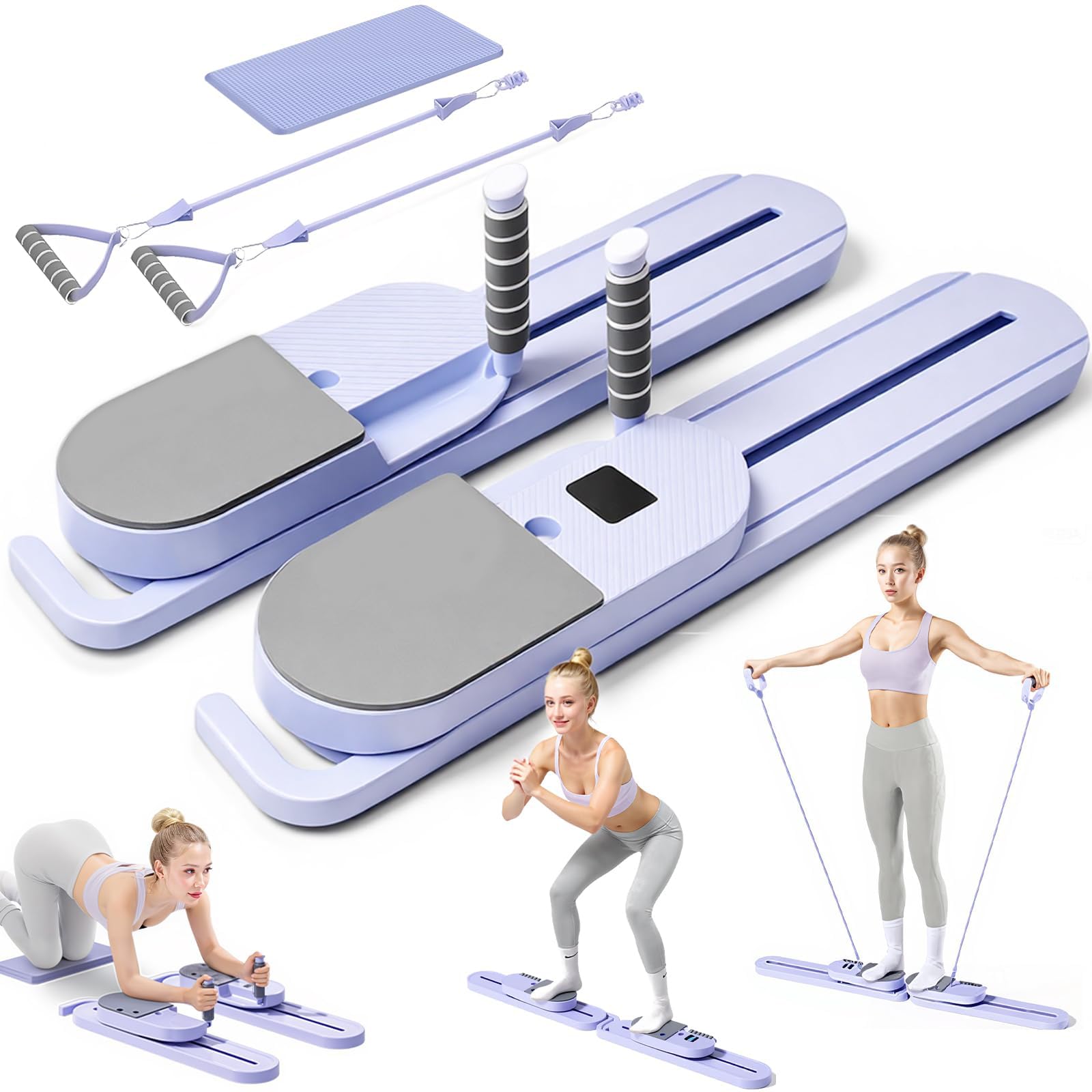 Planche de Pilates Reformer avec bandes de résistance – Machine de Pilates portable, entraînement complet du corps pour la maison, renforcement des fessiers et des jambes