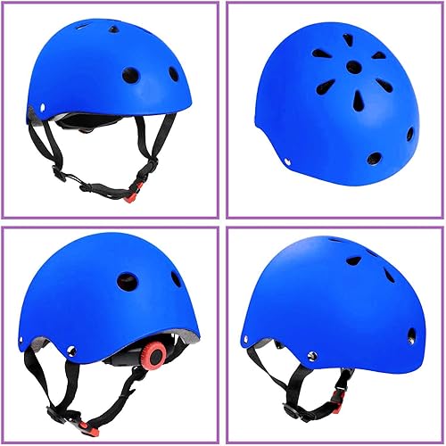 Vista 27 de Casco ajustable para niños de 5 a 16 años, equipo de protección con coderas, rodilleras y muñequeras para multideporte, patinaje, bicicleta, Set