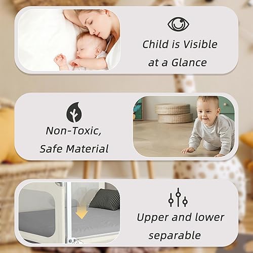 Miniatura 4 de TIOPSUUO Rieles de cama para niños pequeños, rieles de cama ajustables en altura para cama Queen, rieles de cama para cama King Size para niños