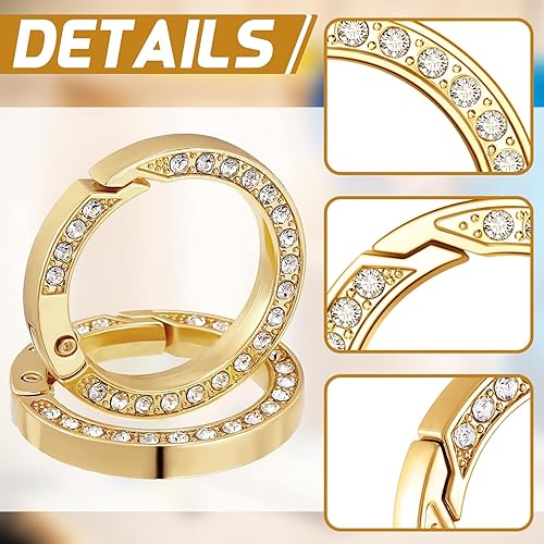 Miniatura 4 de 10 anillos de resorte de diamantes de imitación de 1 pulgada y 0.984 in, hebilla de clip de metal simple, clip de gancho para llaveros de bricolaje