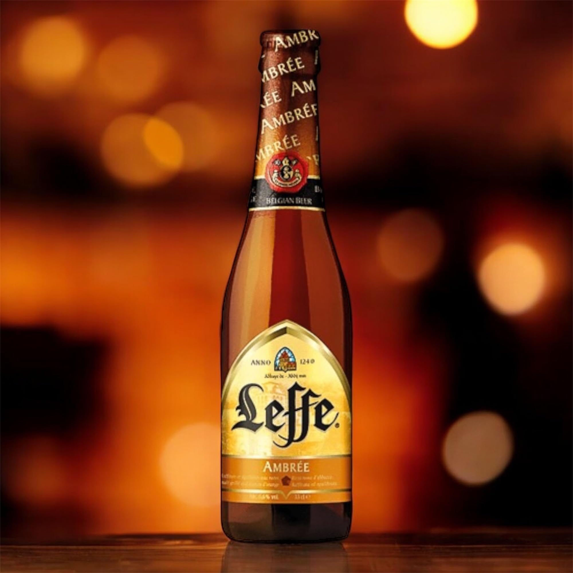 Leffe Ambrée Bier 24 Flaschen a 0,33 l – Belgisches Abteibier – Dunkles Bier mit malziger Note