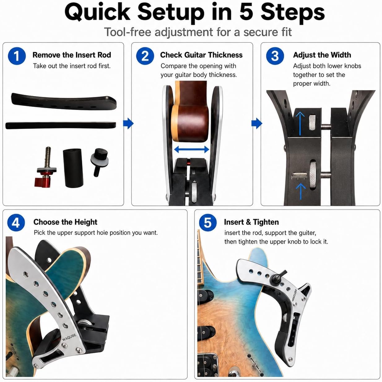 Aluminum Electric Guitar Leg Rest, Adjustable Ergonomic Support