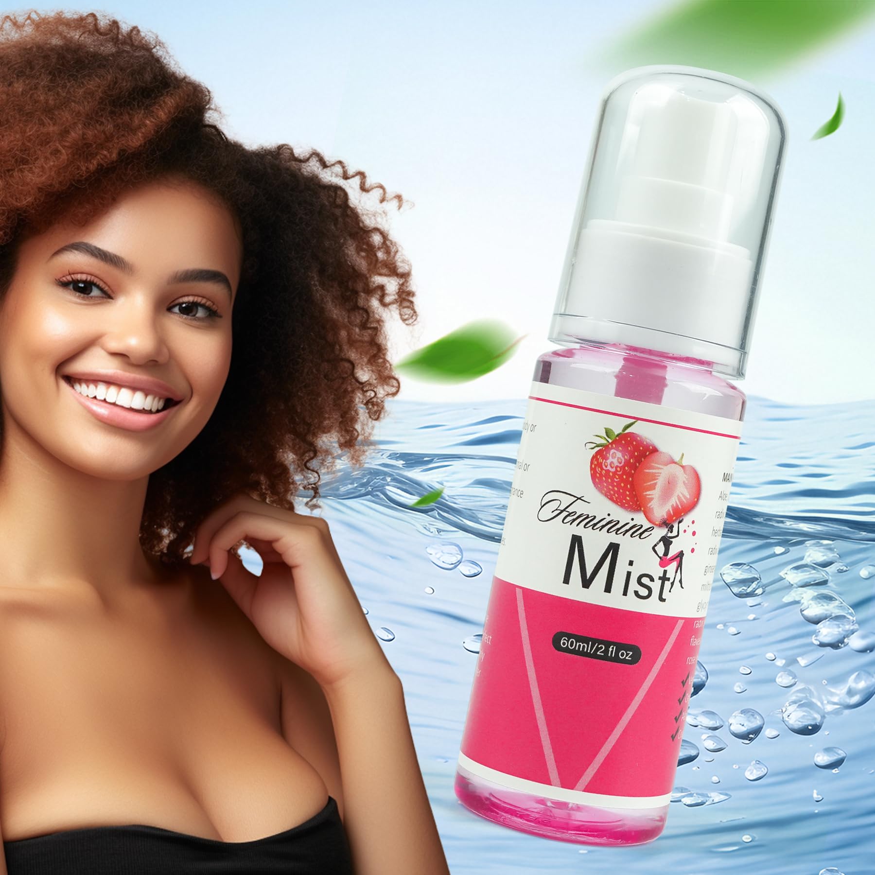 Feminine Mist Feminine Spray with Strawberry Oil and Probiotics, 2 Fl Oz, Natural Feminine Spray for Women, Supports Balance and Freshness