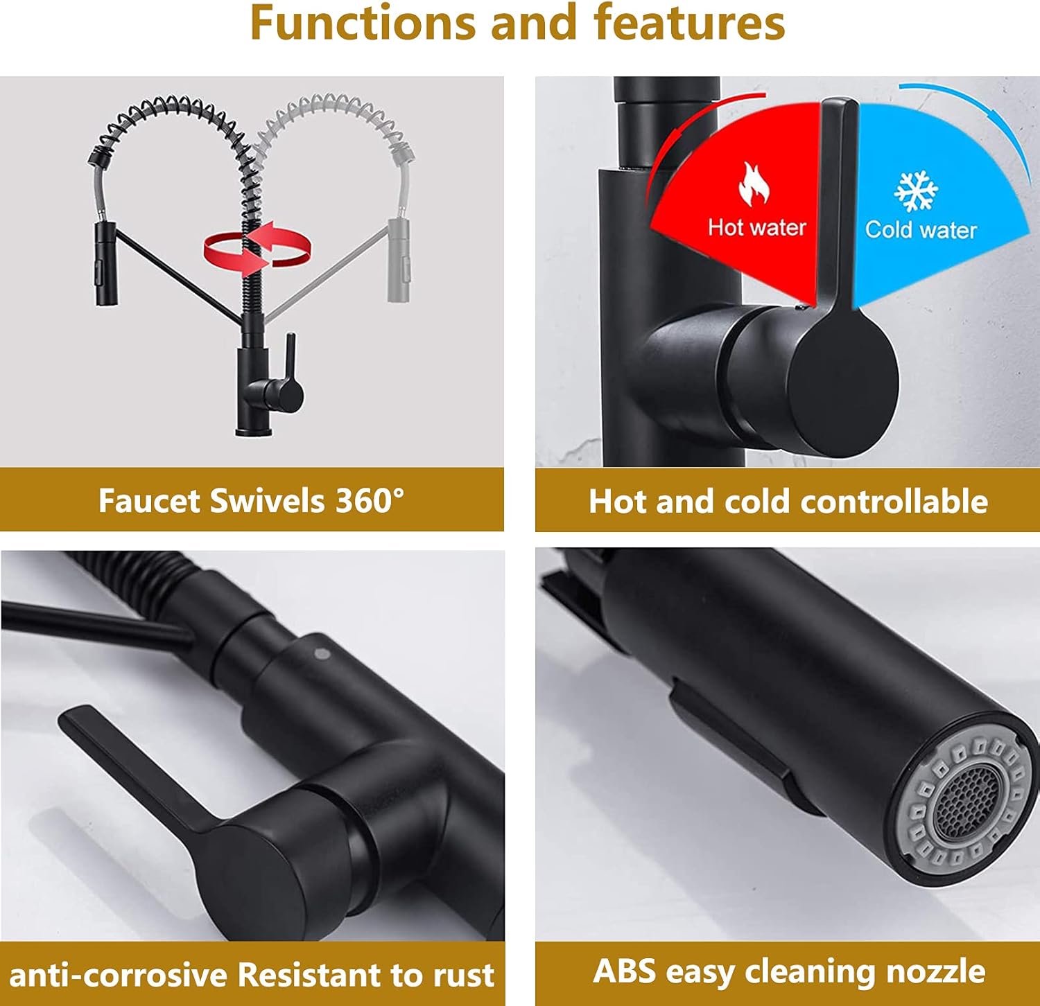 Amаzоn Crаzу 🔥 Dеаlѕ Black Kitchen Faucet Commercial Sink Faucet with Pull Down Sprayer Stainless Steel Dual Function Single Handle Lever Spring Sink Faucet Brushed Nickel