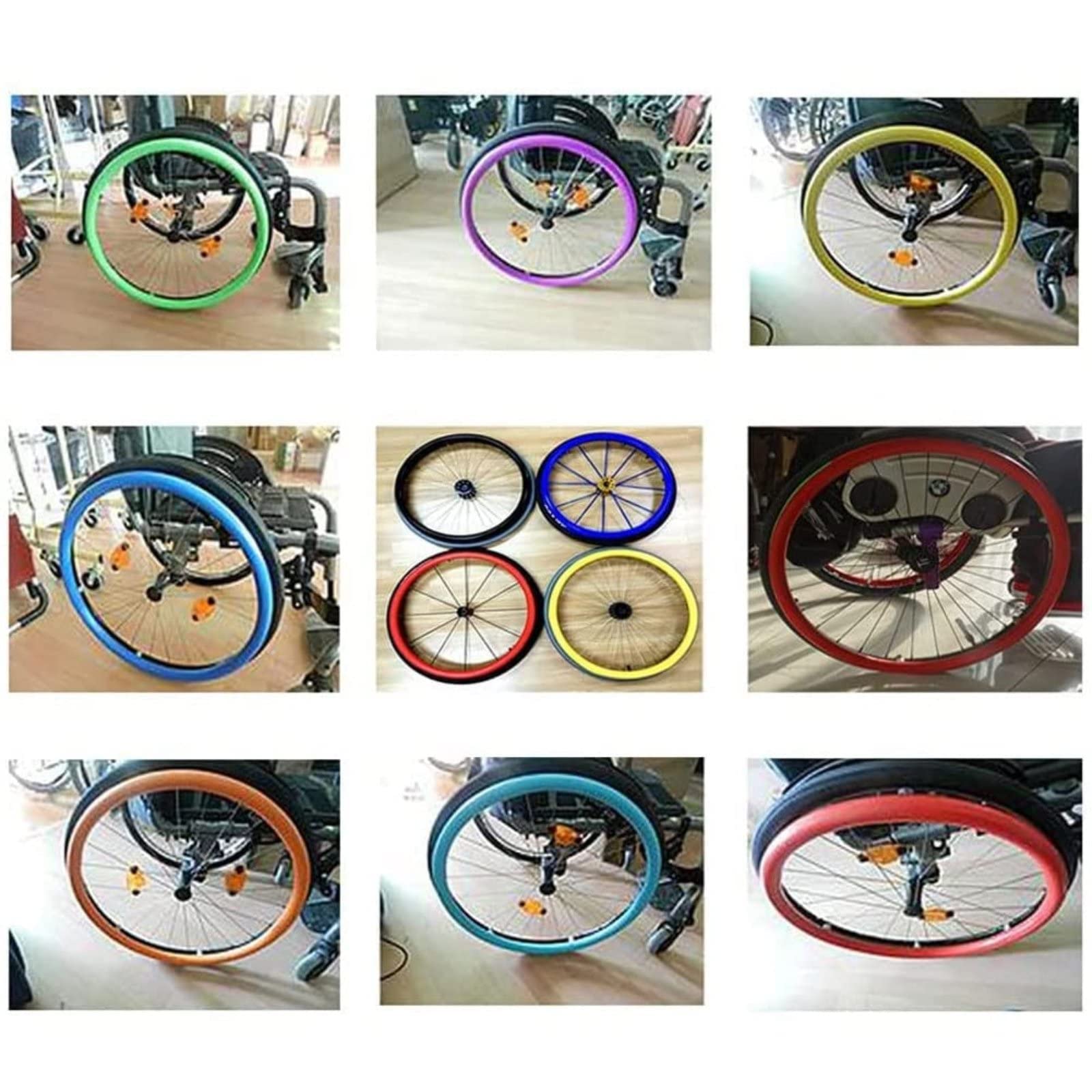 Rutschfeste Silikon-Abdeckung für Rollstuhl-Schiebefelgen, verschleißfest, Handschiebeabdeckung für 61 cm Rollstuhl-Räder, Schutzhülle für Hinterrad, 1 Paar