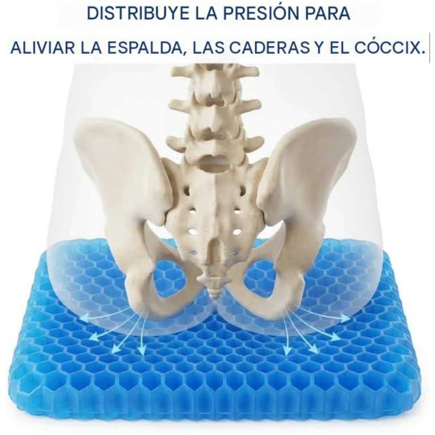 Cojín De Gel - Assiva Cojín Ortopédico En Forma De Panal, Anti-escaras, Transpirable, Ergonómico, Funda Extraíble Lavable, Antideslizante, Para Oficina, Coche Y Silla De Ruedas. (40*35*2.5CM)