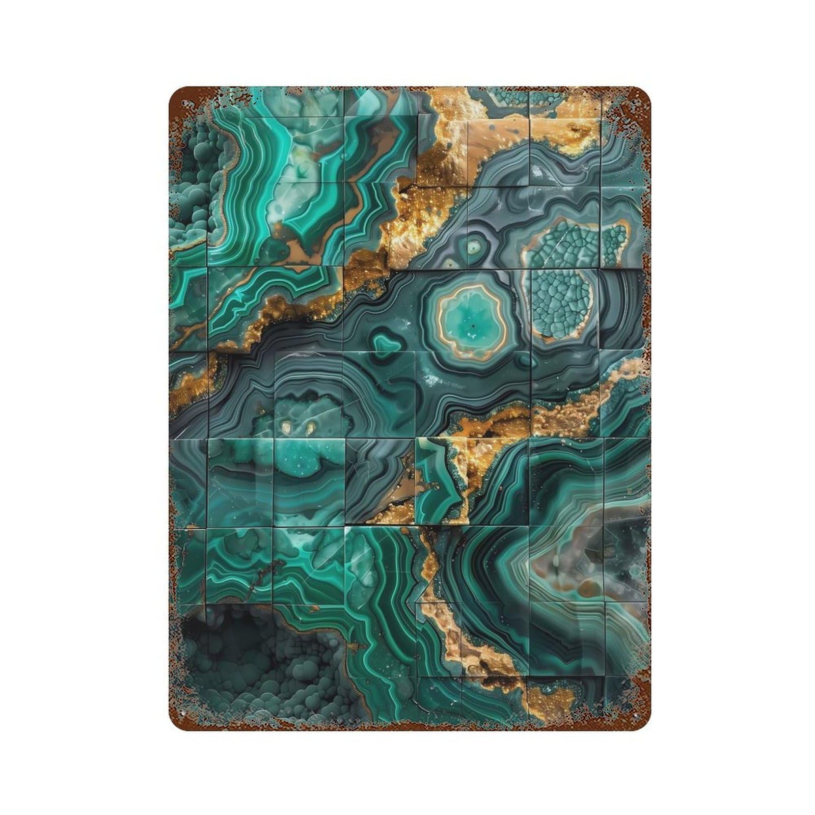 Gilded Agate Collage Rusty Metal Tin Sign 15.7"x11.8", Old School Wall Decor for Garage, Pub Or Kitchen