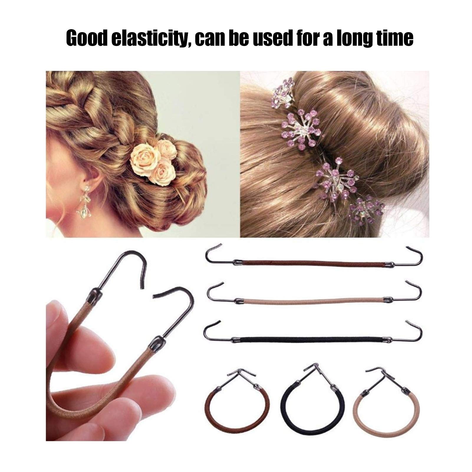 Hair Bungee Cords with Hooks ,20pcs Bungee Hair Ties Women Ponytail Hooks Hair Clips Elastic Hair Ties Ponytail Holder Hair Wrap for Women Girls Hair Styling - Image 3