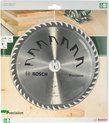 Bosch 1x Lama per Sega Circolare Precison (per Legno, Ø 216 x 2.5/1.5 x 30 mm, 48 Denti, ATB, Accessori Seghe Circolari) - 2