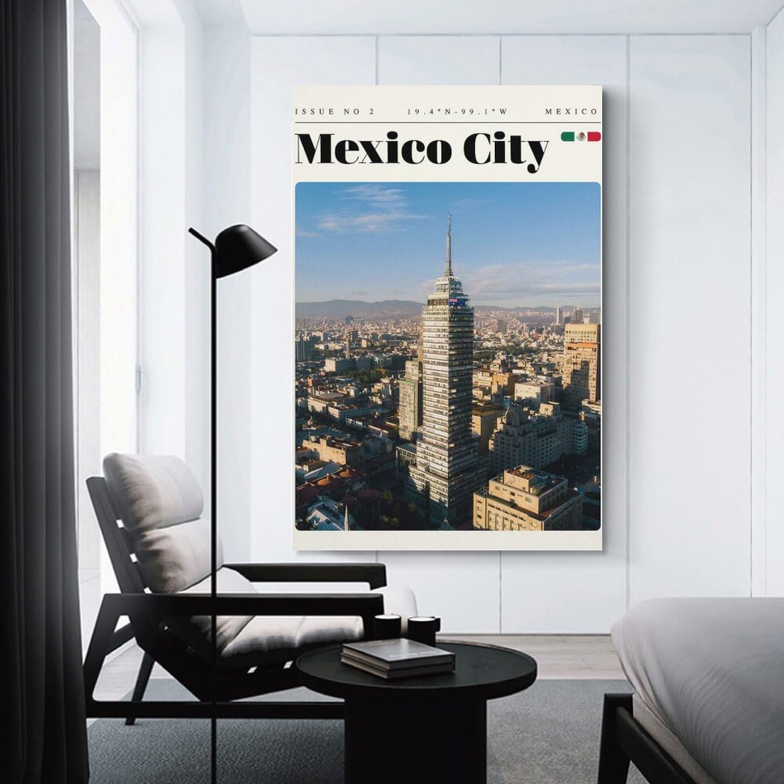 Junmoney Room Decor Wall Art Mexico City Travel Art, 16x24inch(40x60cm), for Gallery Wall Layouts in Home Or Office, Home Wall Art for Statement Displays
