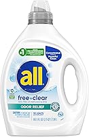 Vista 1 de Detergente líquido para ropa all, Free Clear para piel sensible, alivio del olor, sin fragancia e hipoalergénico, 2X concentrado, 90 cargas