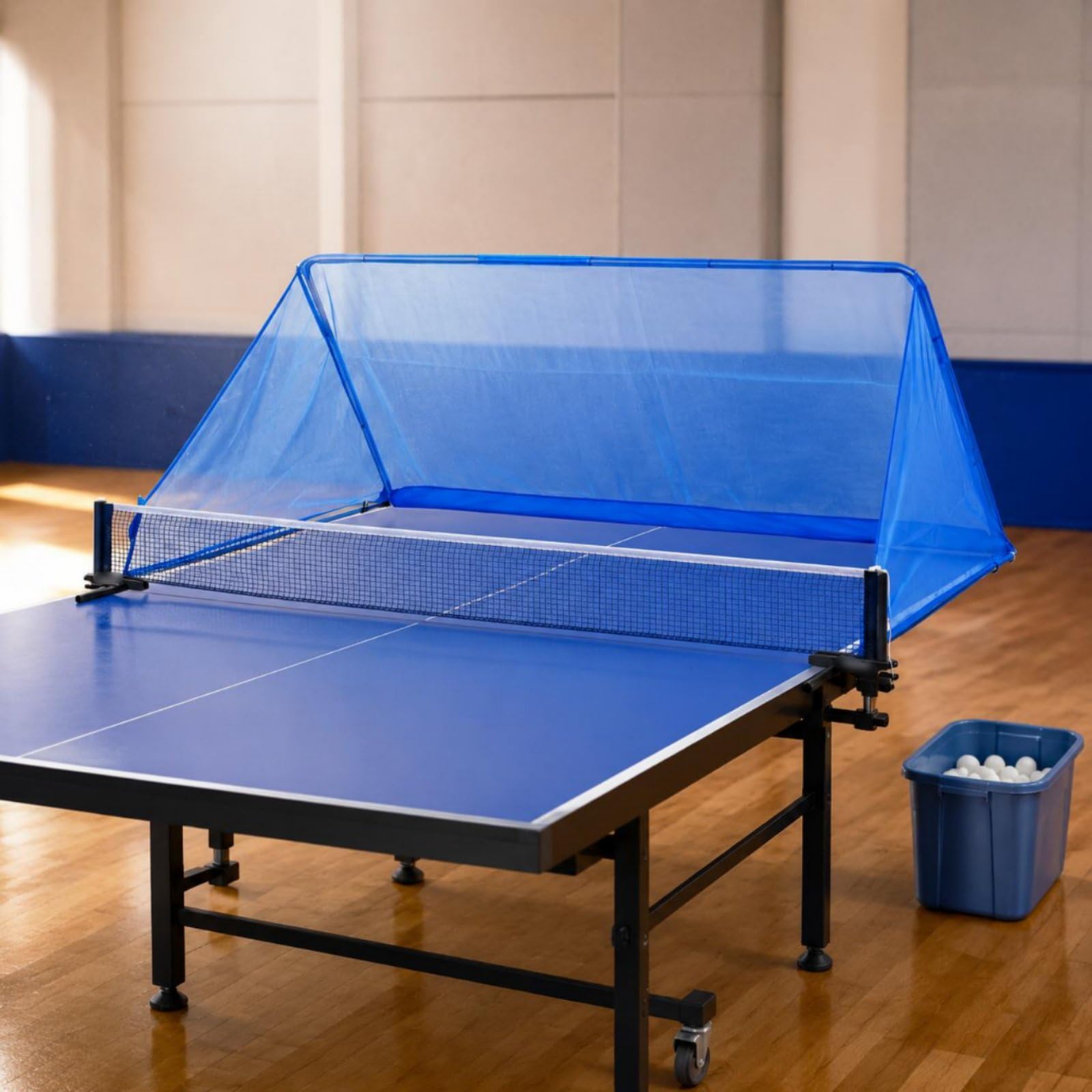 Ballfangnetz Tischtennis Rücklaufnetz Sammelnetz Trainingsnetz Reboundnetz zur Reduzierung von Wegrollern aus Stabilem Eisenrohr für Einsteigertraining Heimtraining Vereinsraum