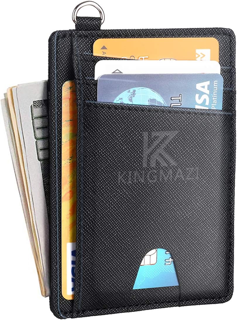 Slim Minimalist Front Pocket Rfid Blocking Wallets, Credit Card Holder with D-Shackle for Men Women