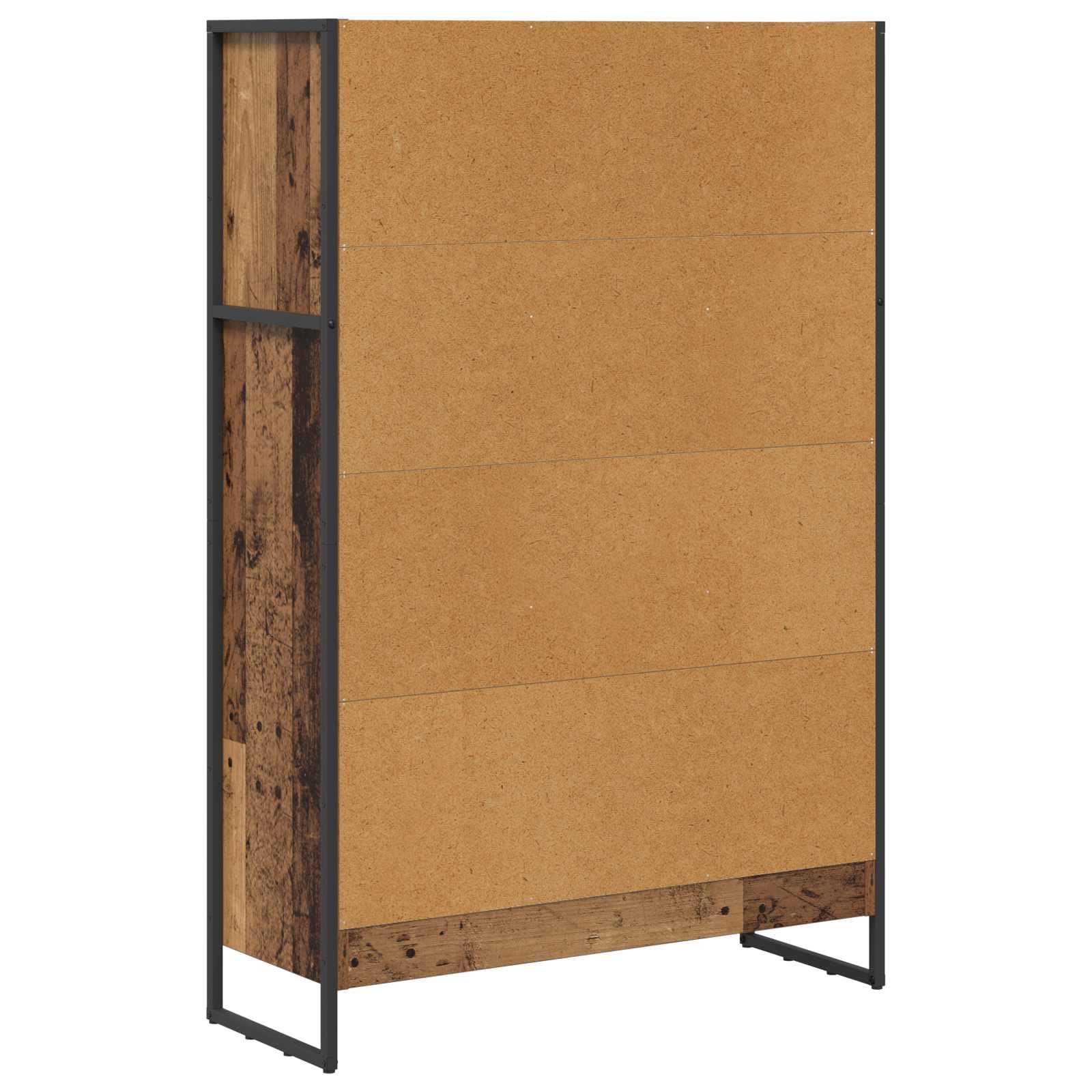 Regał na książki o wyglądzie starego drewna, 80 x 30 x 155 cm, materiał drewnopochodny, przemysłowy regał stojący z 5 półkami, wytrzymały regał na książki do salonu, biura, sypialni
