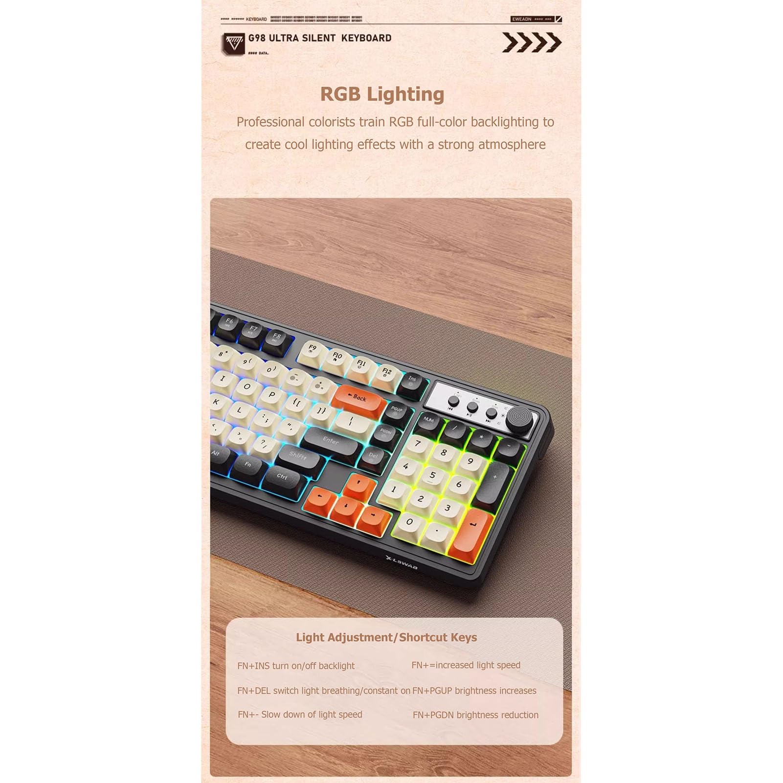 Tastiera Tastiera Da Gioco Prova Il Massimo Piacere Di Gioco, Silenzioso Ed Efficiente: La Tastiera Da Gioco Sussurrata Dal Comfort Ergonomico Include Un Mouse Dello Stesso Colore(B)