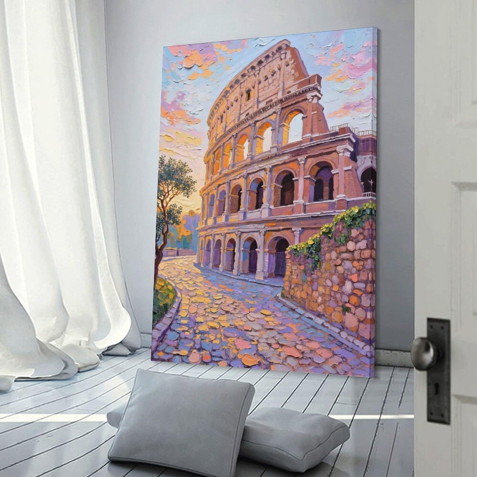 Junmoney Wall Picture Print Colosseum Painting, 24x36inch(60x90cm), for Lounge, Bedroom Or Personal Spaces, Canvas Artwork with Gifting Potential