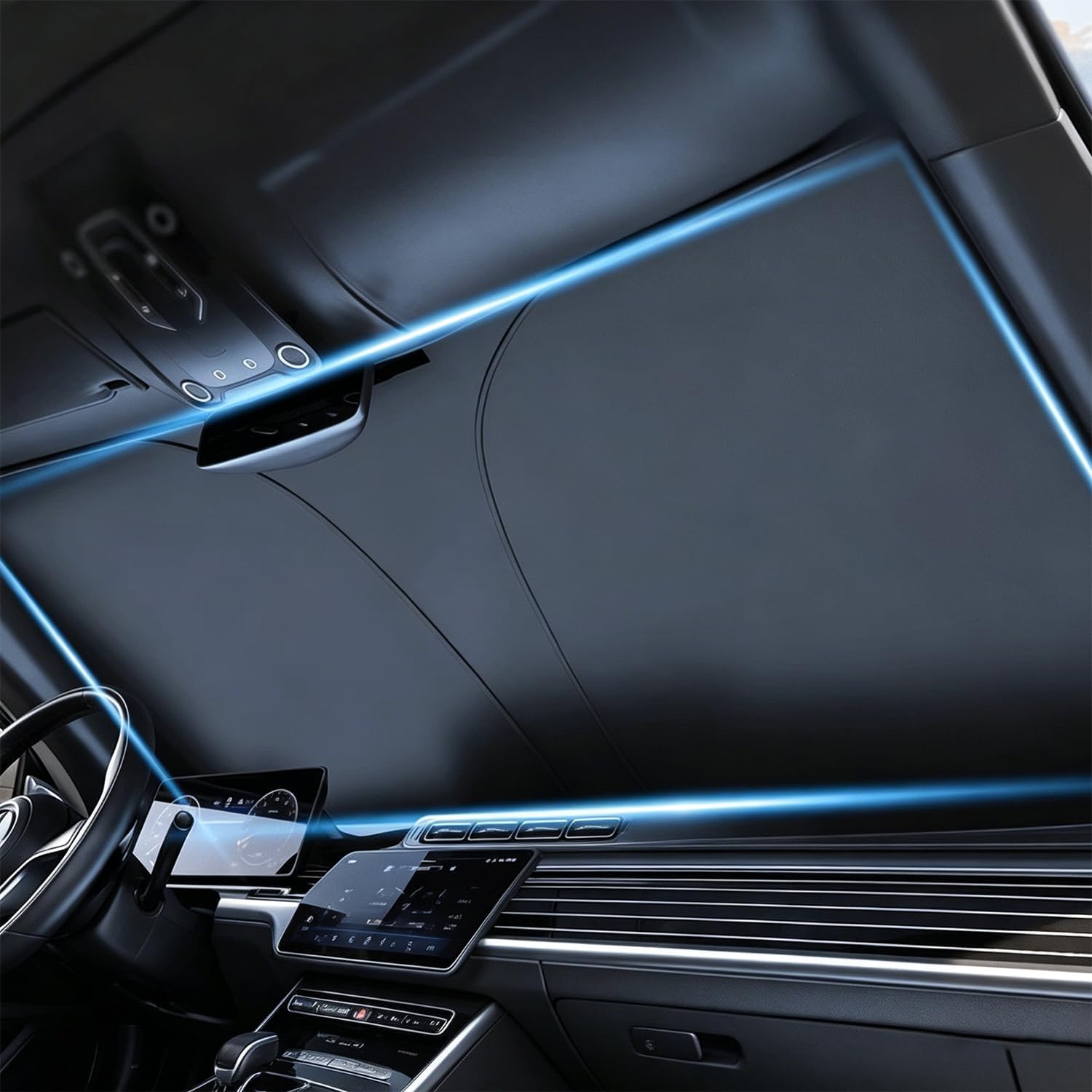QIZUN Car Windscreen Sunshade for Honda HRV HR-V 2021-2024, Foldable Front Window Sun Visor Protector Heat UV Shield Reflector Summer Interior Accessory