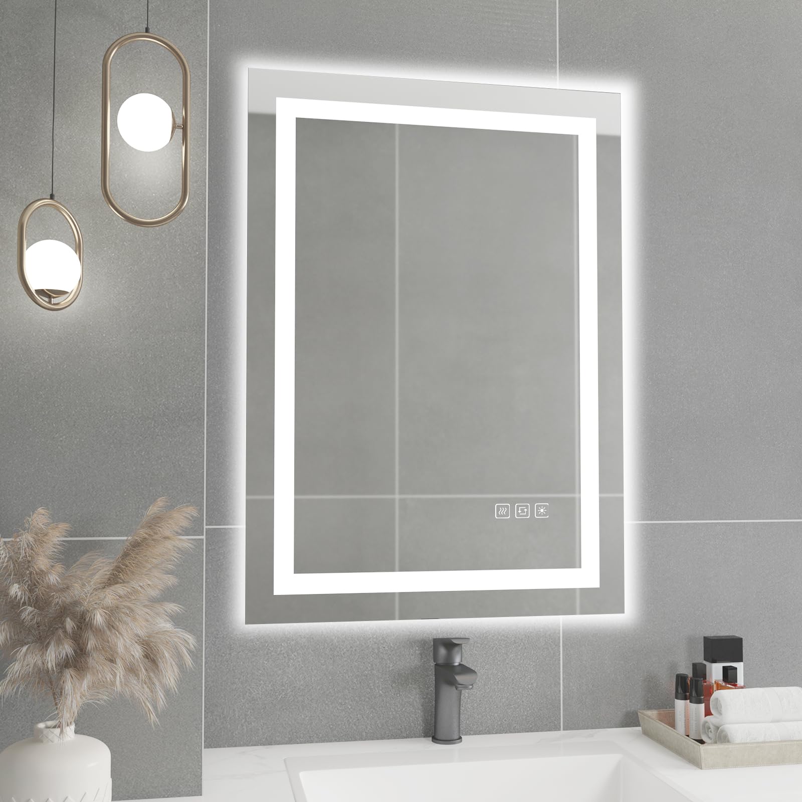 kleankin Specchio Bagno con Luce Regolabile e Anti Appannamento | Aosom Italy
