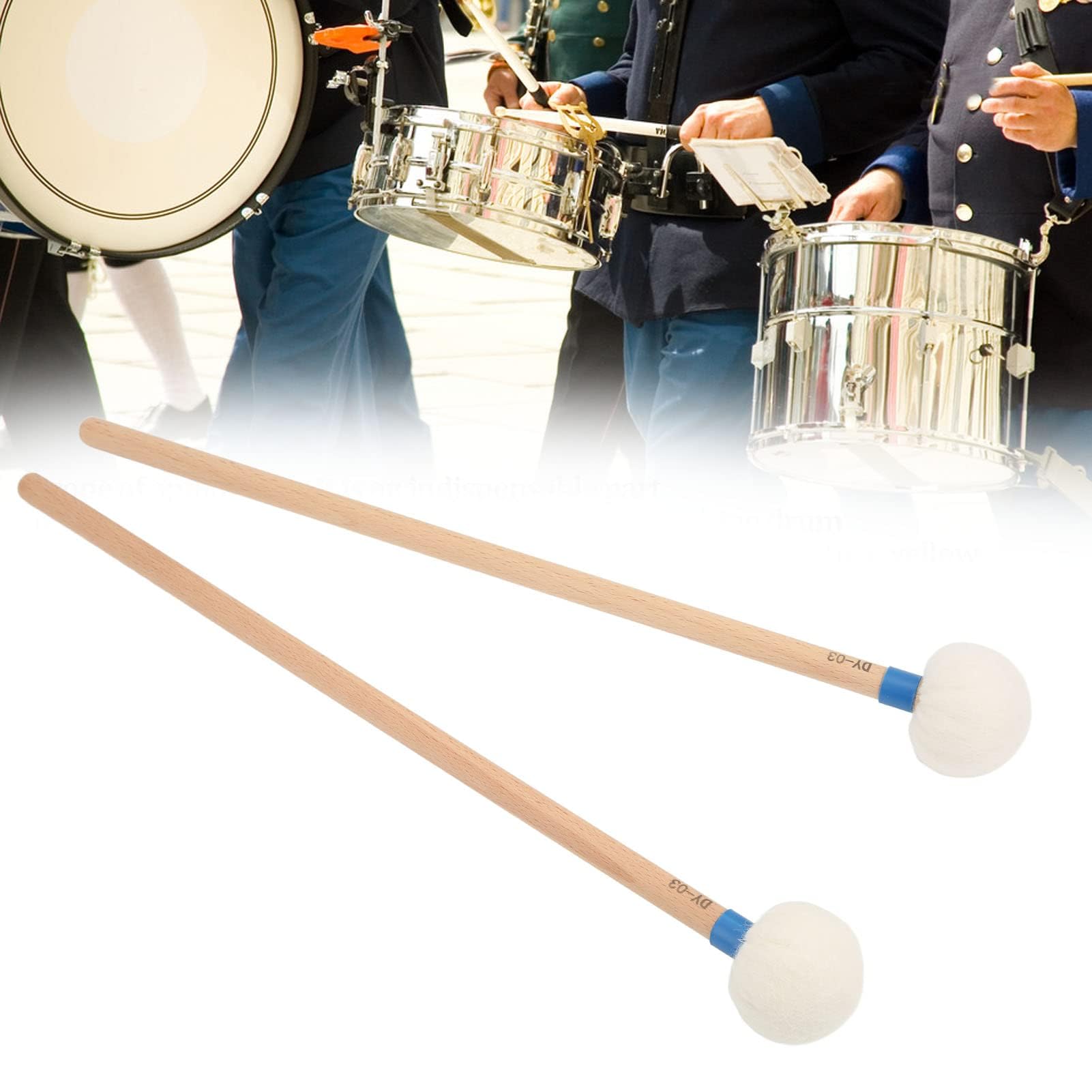 Bacchette per Batteria Multiuso con Testa in Feltro – Accessori per Grancasse, Timpani e Rullanti – 2 Pezzi (Blu)