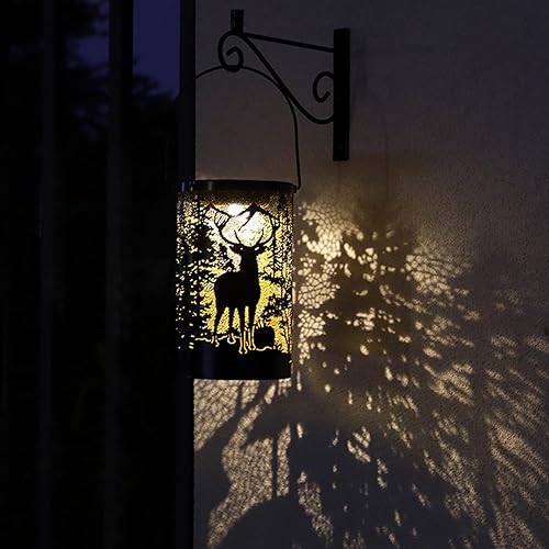 Decoraciones de Navidad, farol solar de alce hueco para exteriores, luces solares para jardín, luces decorativas impermeables para patio,