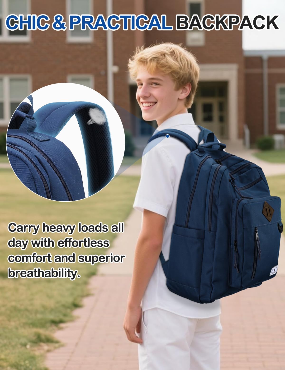 VX VONXURY Zaino Scolastico, Grande Daypack Casual Resistente All'acqua Con Doppi Confronti Zaini Da Viaggio Leggeri