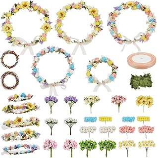 INFUNLY 264pcs/Set DIY Flower Crowns Making Kit Handmade Floral Crown Ga...