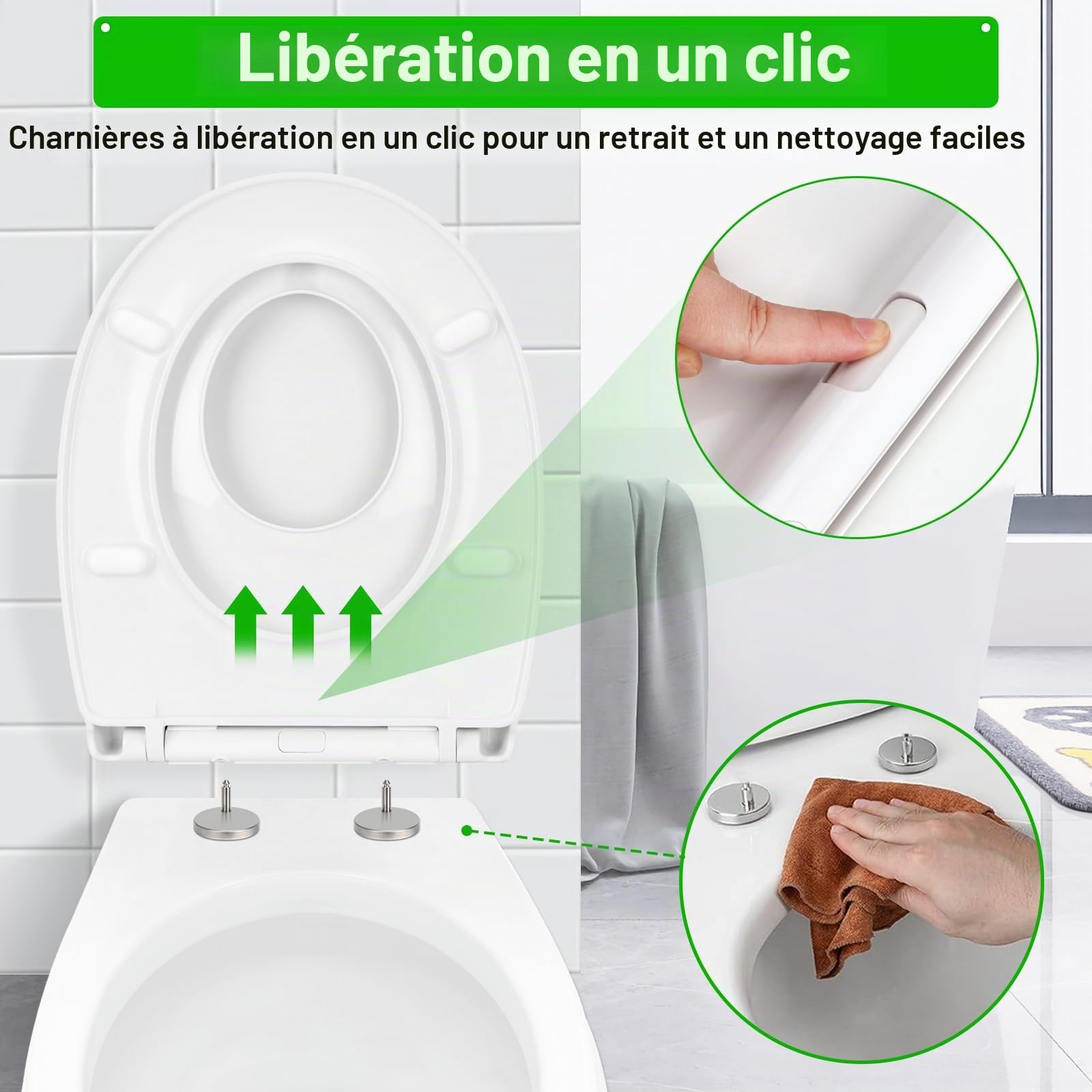 Abattant WC Familial Forme O, Urée Formaldéhyde Cuvette Toilette avec Siège Enfant Magnétique, Lunette WC avec Fermeture Douce et Libération Rapide, Siège de Toilette pour Enfant et Adulte