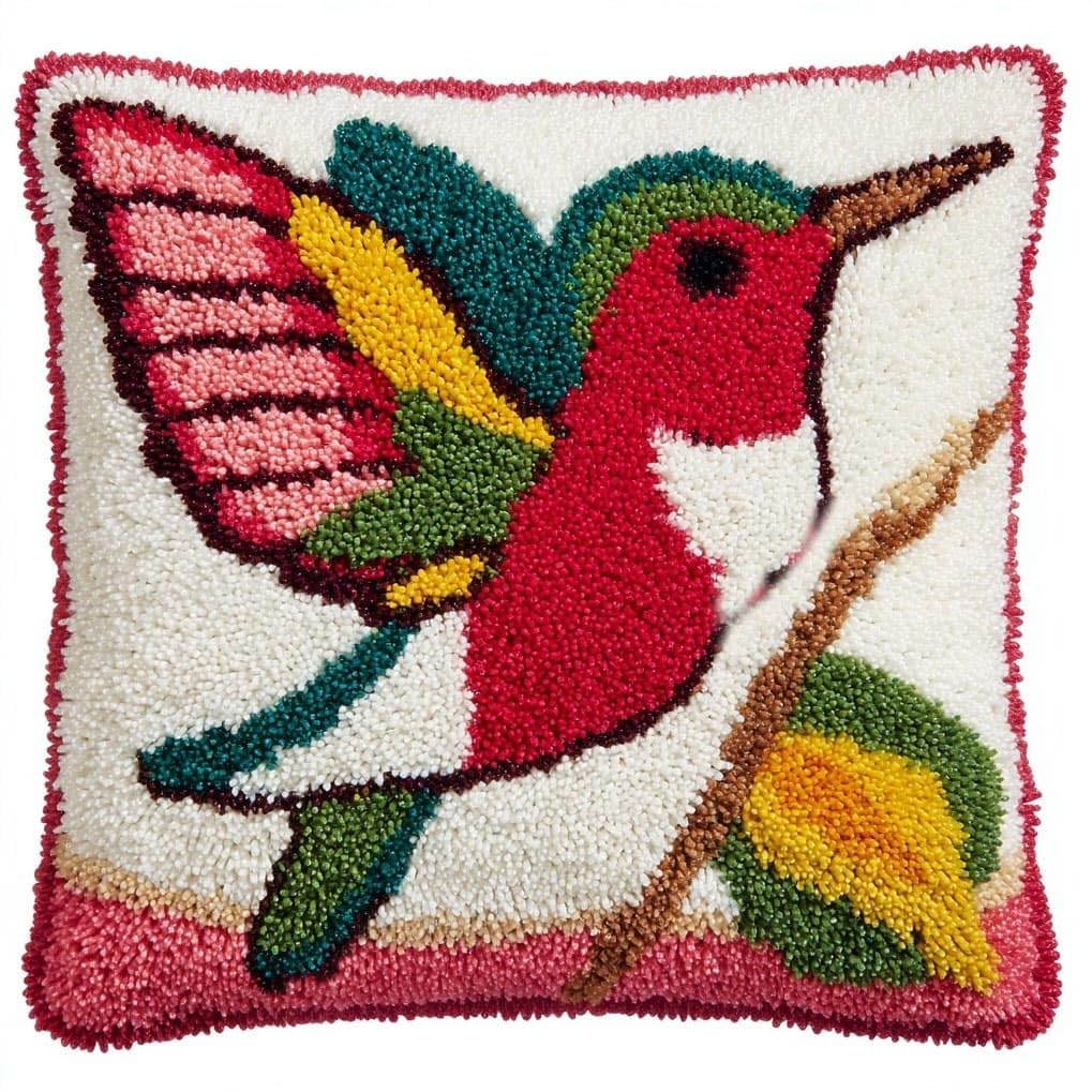 AxiangziK Latch Hook Cushion Kit 43x43cm,Cute Hummingbird