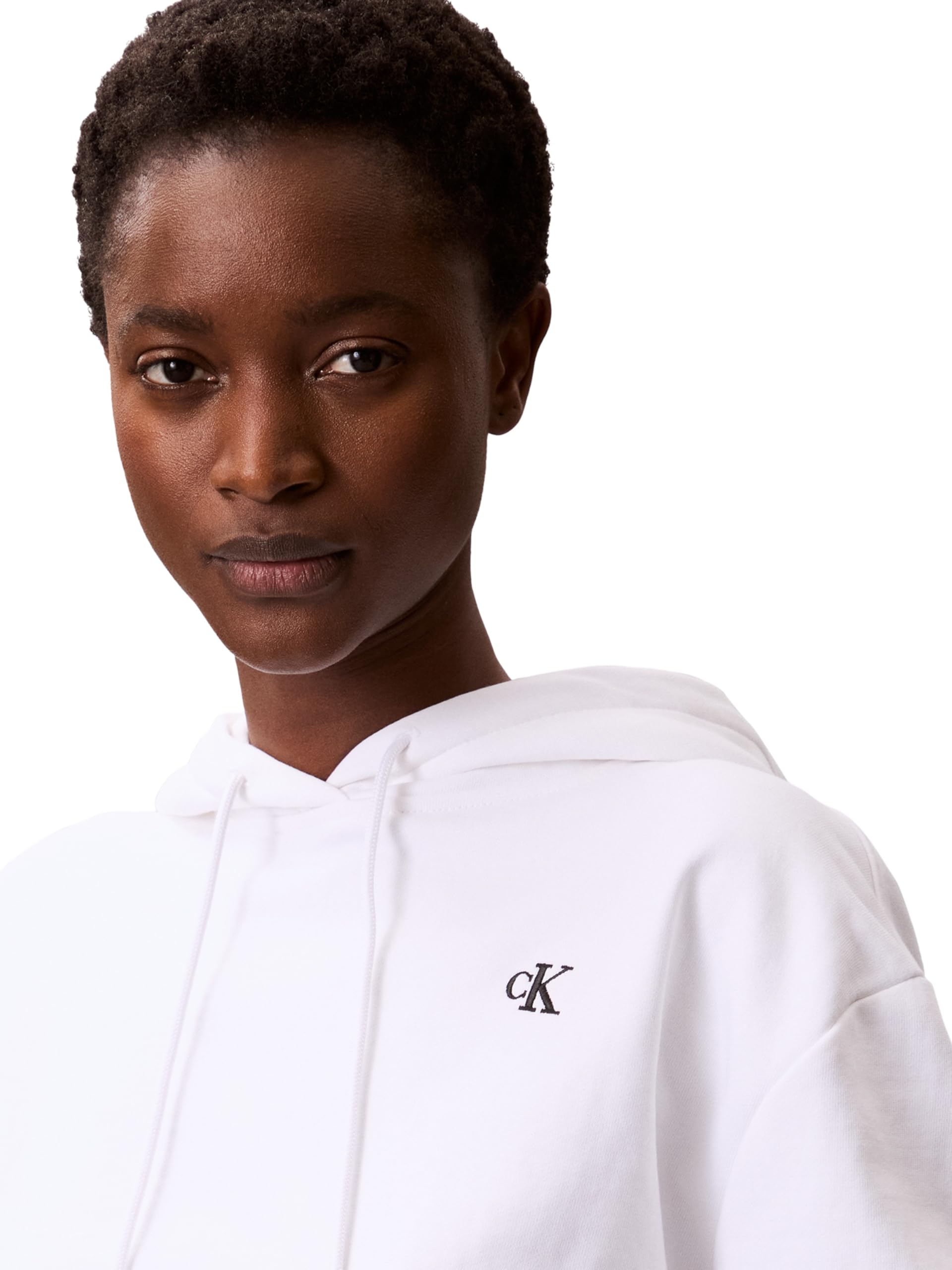 Calvin Klein Donna Felpa con Cappuccio Monogram Terry con Logo