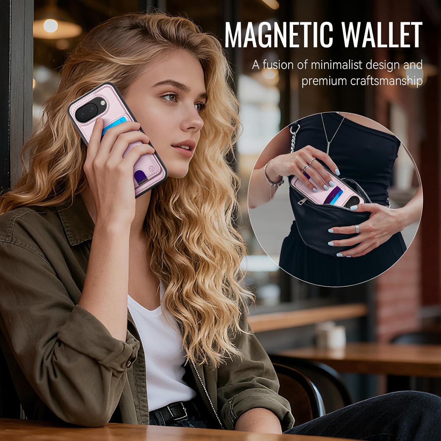 Wallet Case for Google Pixel 10a Compatible with MagSafe for Men Women, 2 in 1 Detachable Magnetic Phone Case with Card Holder Kickstand RFID Blocking for Pixel 10a (Pink)