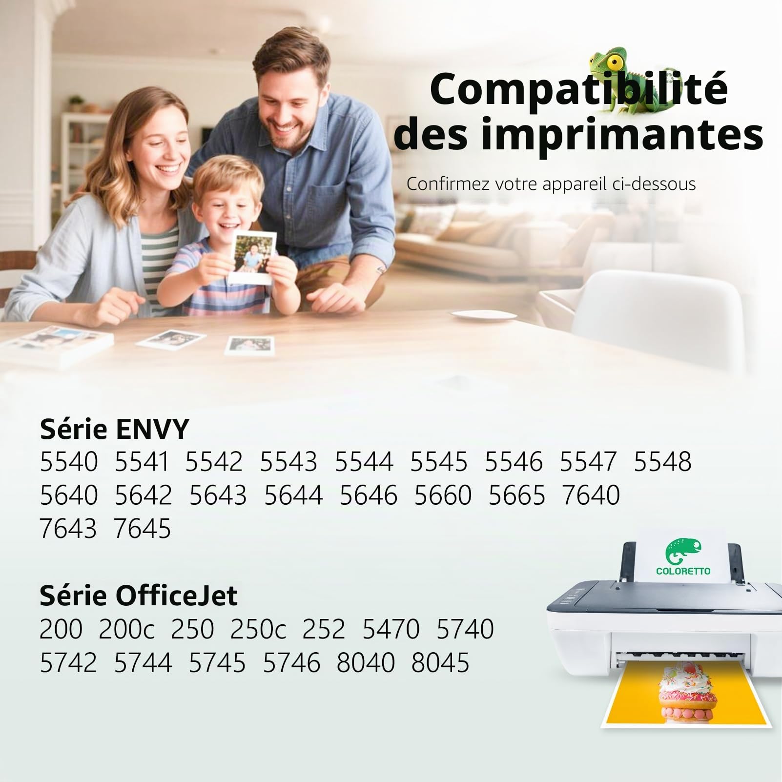 62XL Cartouche pour HP 62 OfficeJet 5740 250 200 250C 200C 252 Envy 5640