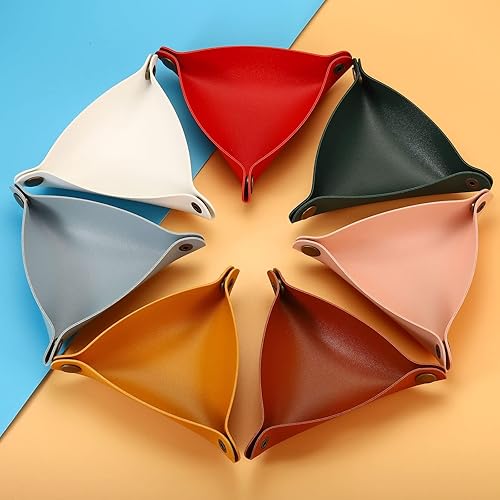 Vista 7 de PATIKIL Bandeja de valet de cuero de 6 pulgadas, 3 piezas de plástico para catchall, bandeja decorativa plegable, organizador de almacenamiento