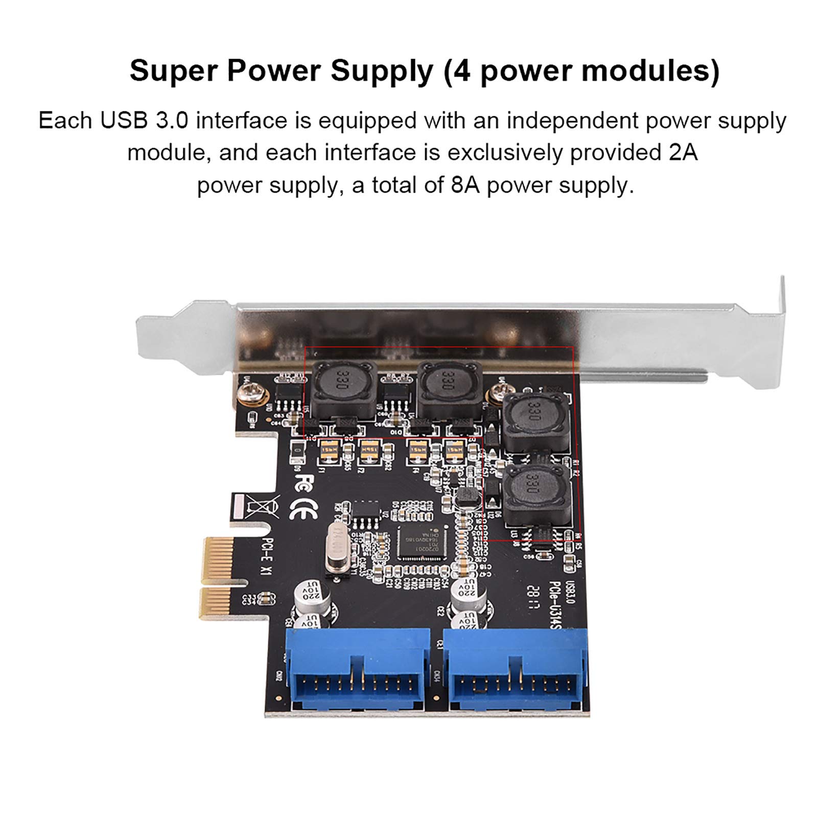 Adapter PCIE, PCIE PCIExpress do Wewnętrznego 2-portowego 19-pinowego Nagłówka Karty rozszerzeń USB 3.0 z Niskim Profilem