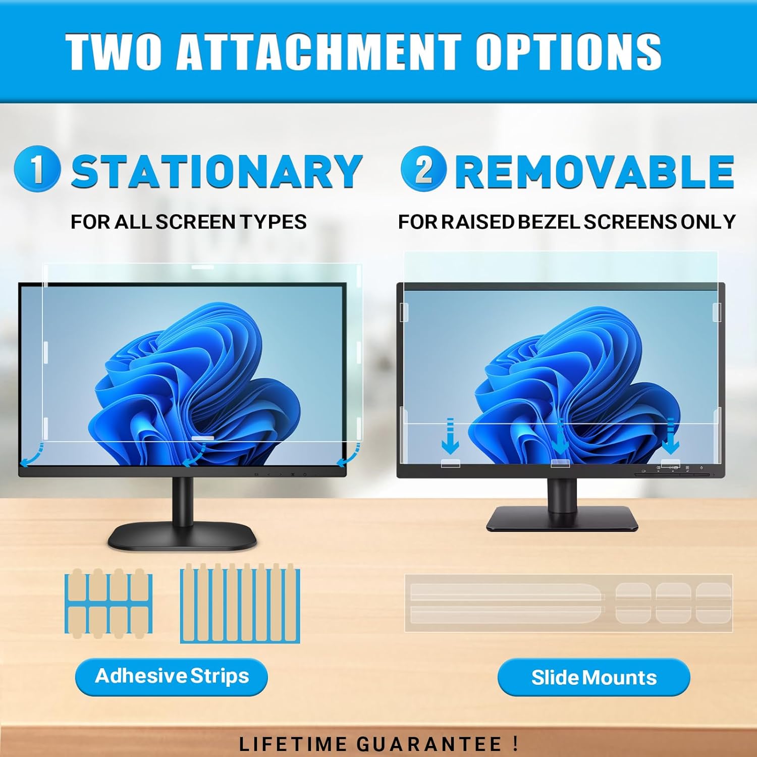 PYS 2-Pack 27 Inch Blue Light Screen Protector for Monitor – 16:9 Removable Anti-Blue Light Filter, Eye Strain Relief, UV Protection Film for Computer Monitors