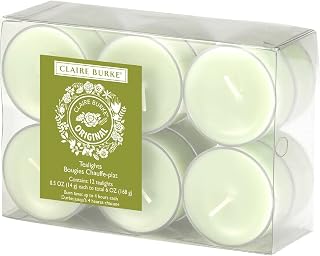 Claire Burke Original Tea Light Candles 1-Pack, 12 Scented Tealights 0.5 oz Each