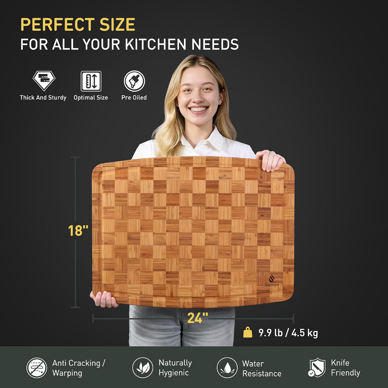 Extra Large Bamboo Wooden Cutting Board Wood Cutting Boards for Kitchen