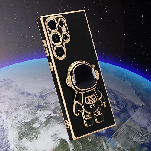 Miniatura 7 de Compatible con Samsung Galaxy S23 Ultra - Funda cuadrada con diseño de soporte de astronauta en 3D, protección de cámara, a prueba de golpes, suave