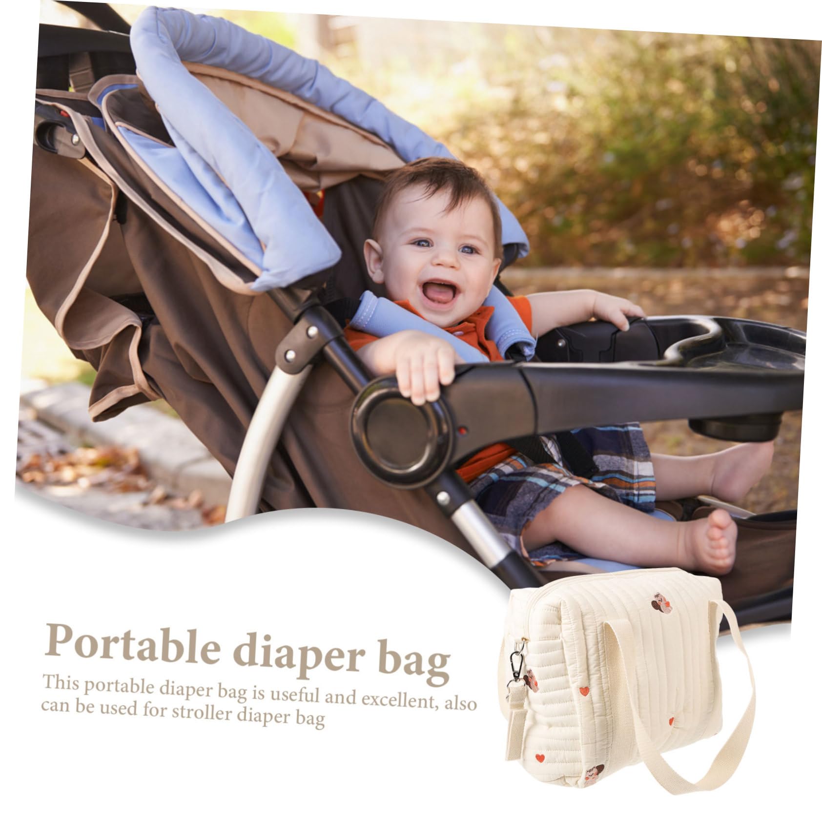 ibasenice Borsa Porta Pannolini in Cotone, Comoda e Portatile, da Viaggio, Gancio per Passeggino, per Riporre Pannolini e Giocattoli